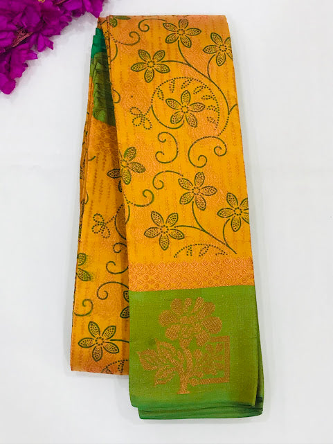 Fabulous Yellow Colored Art Silk Saree With Contrast Border For Women