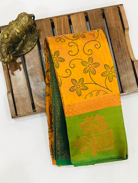 Fabulous Yellow Colored Art Silk Saree With Contrast Border In Near Me
