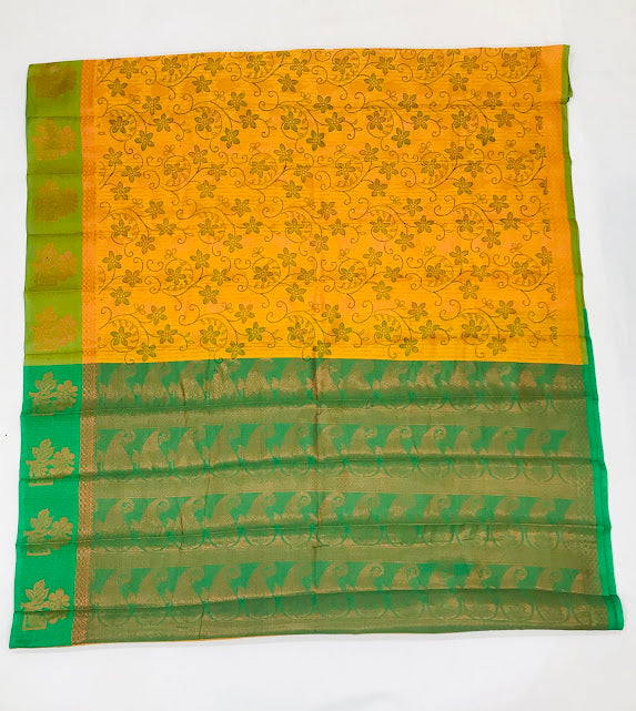 Yellow Colored Art Silk Saree With Contrast Border In Chandler