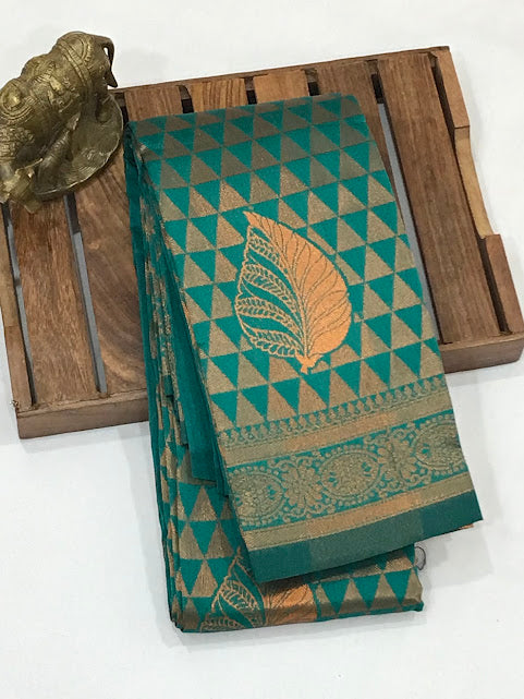 Alluring Teal Green Colored Art Silk With Contrast Border Royal Look Saree In Near Me