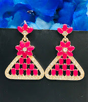 Prettiest Pink Color American Diamond Earrings For Women In Tempe