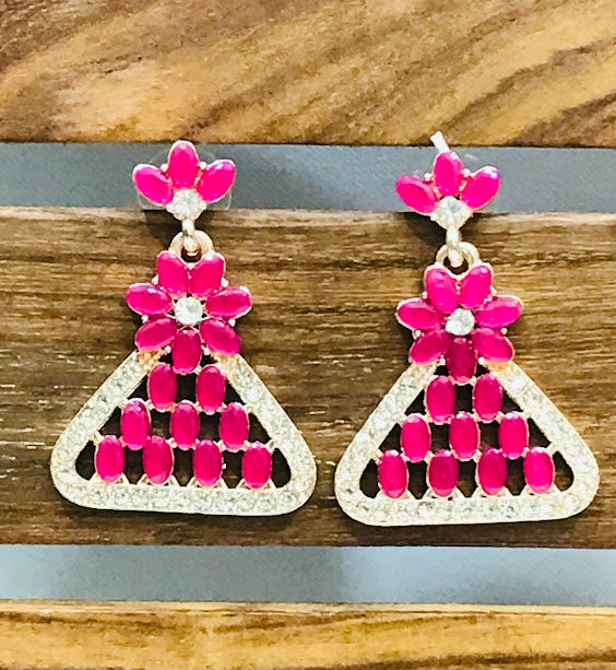 Pink Color American Diamond Earrings For Women In USA