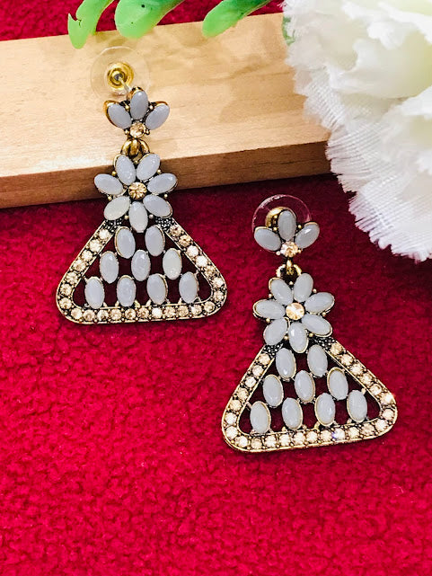 Grey Color Antique Gold Earrings For Women In USA