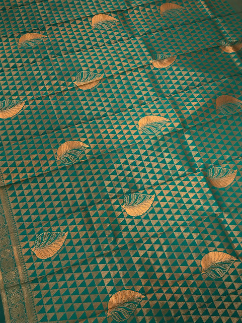 Teal Green Colored Art Silk With Contrast Border In Chandler