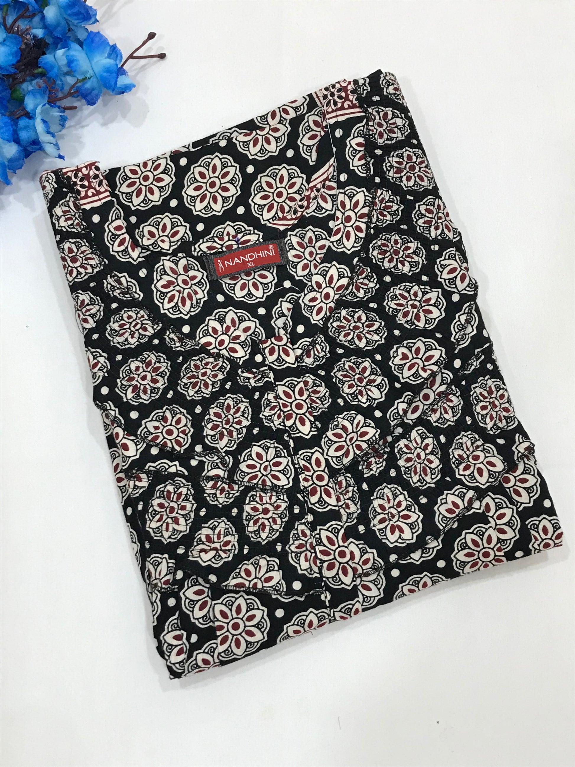 Black Color Nighty With White Flower Design Near Me