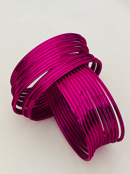 Dark Pink Color Metal Bangle Sets in USA