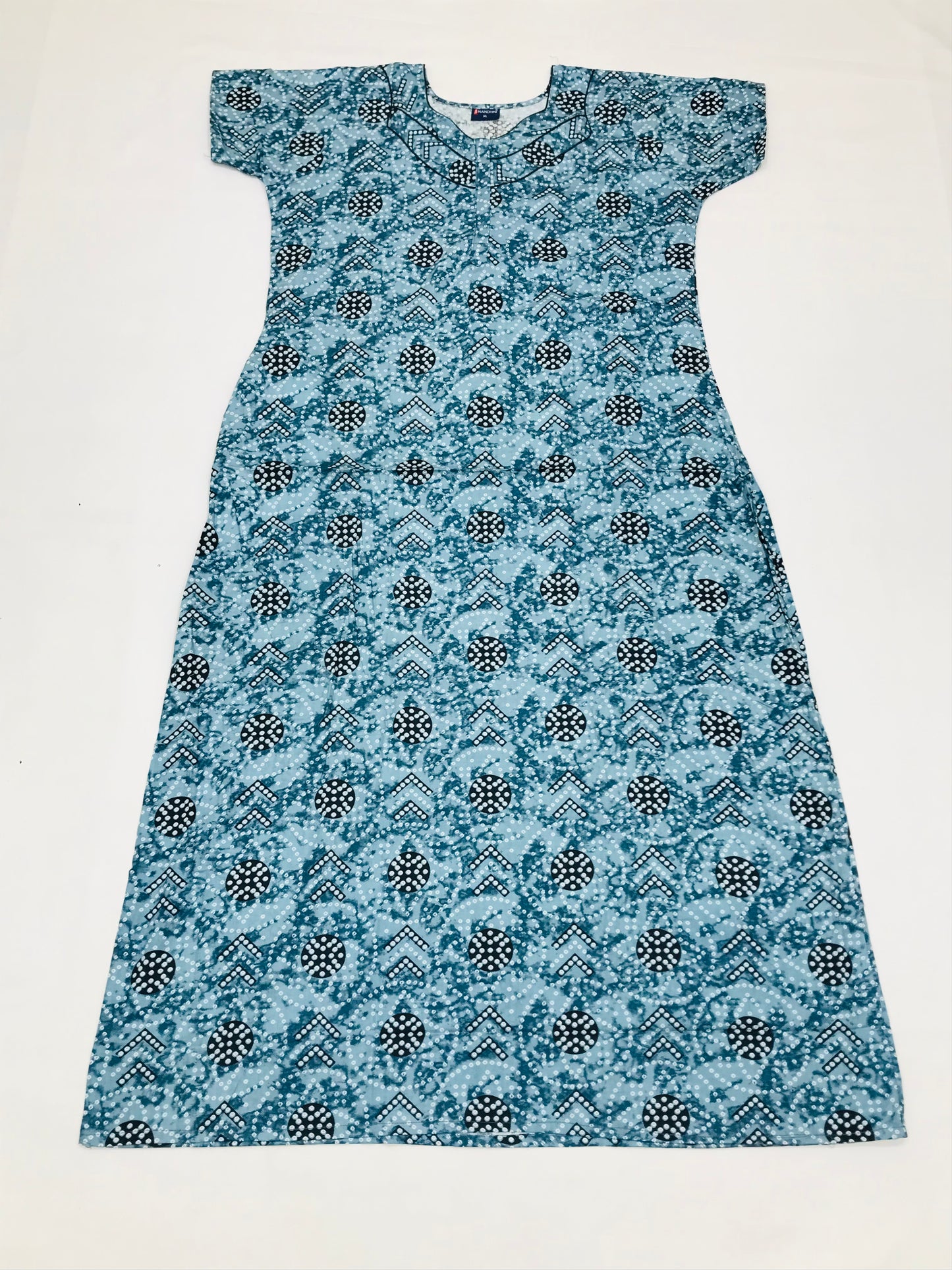 Snug Sky Blue Color Cotton Nighty For Women