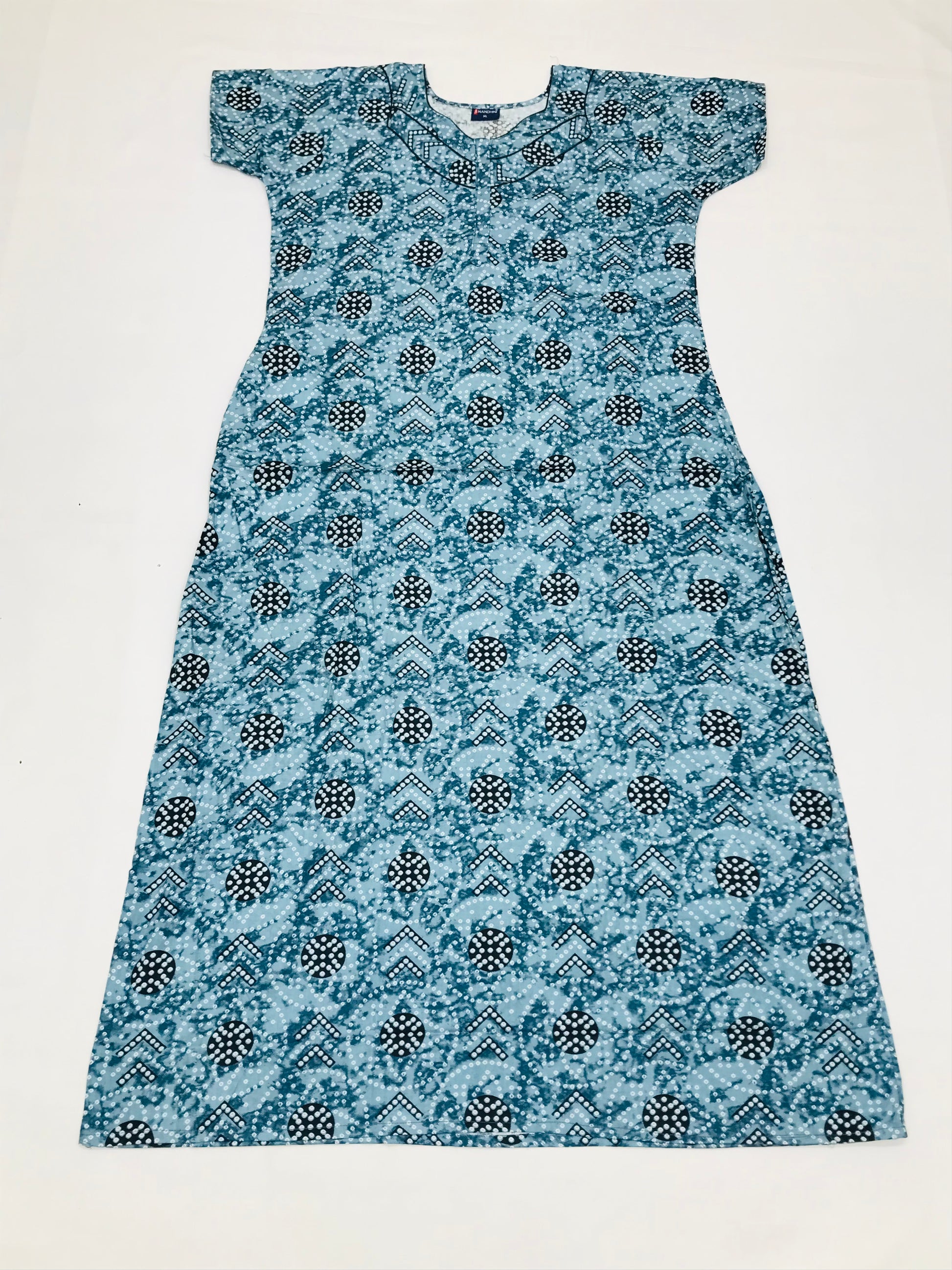 Snug Sky Blue Color Cotton Nighty For Women