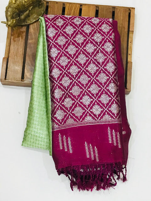 Attractive Light Green Colored Soft Silk  Near Me