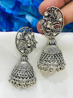 Silver Colored Flower Design Jhumka for Women In Mesa
