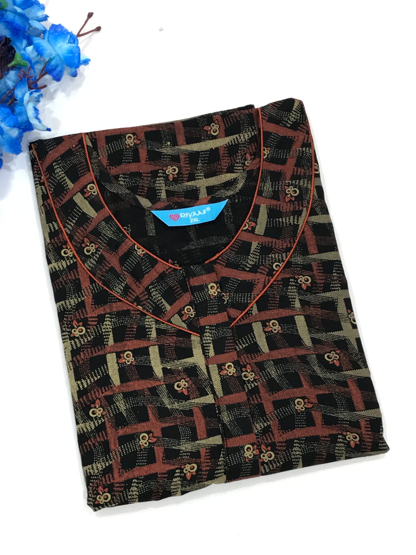 Black Color Fully Designed Cotton Nighty For Women Near Me