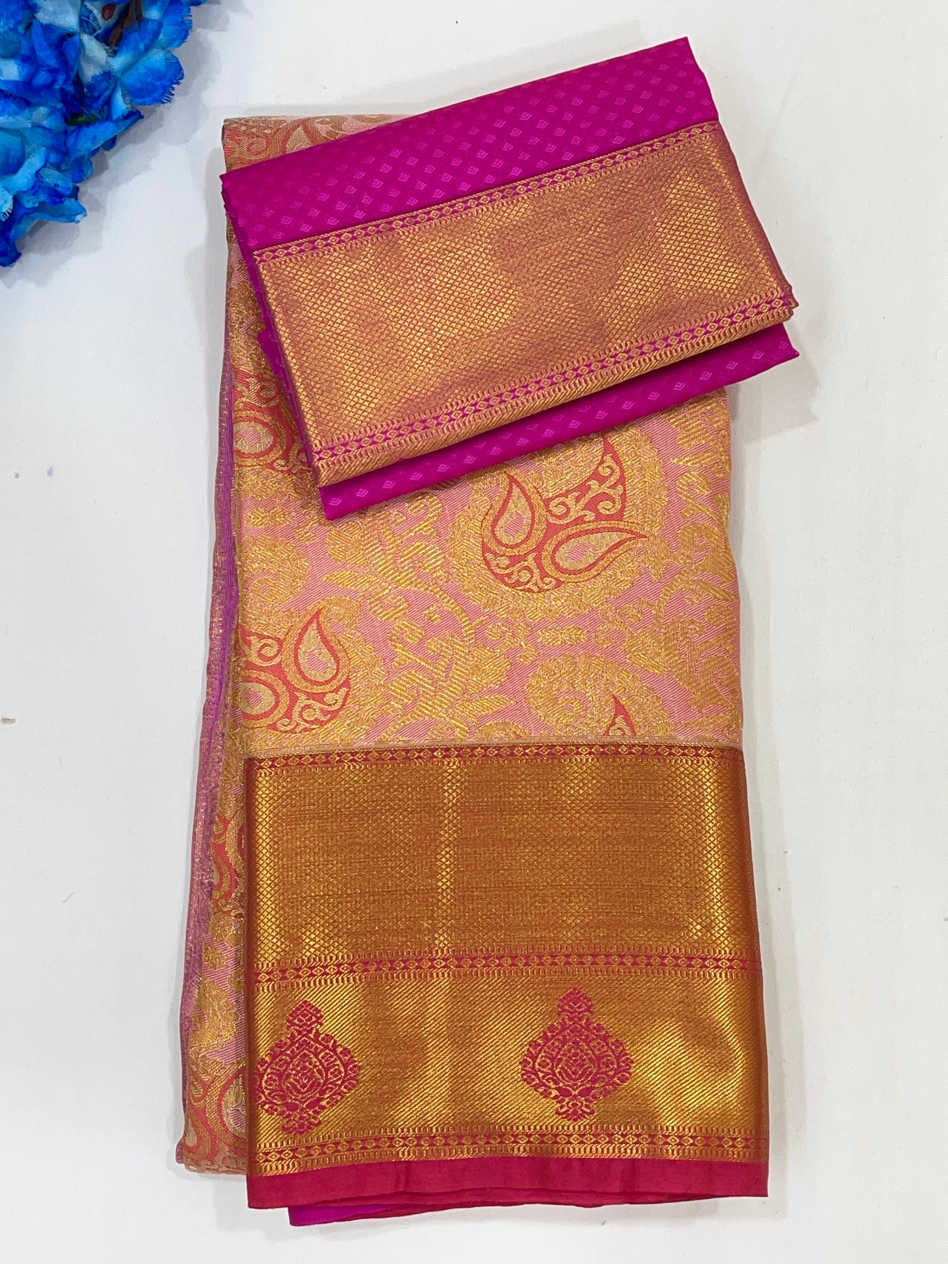 Beautiful light Pink Color Pure Kanchi Silk Saree For Women