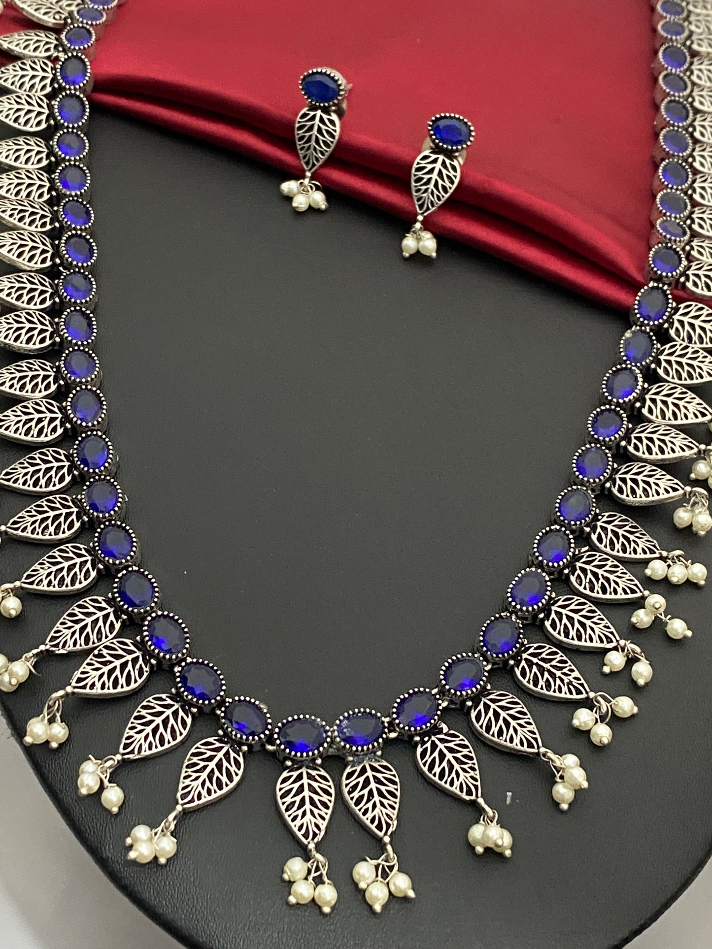 Blue Color Long Chain With Earrings In USA