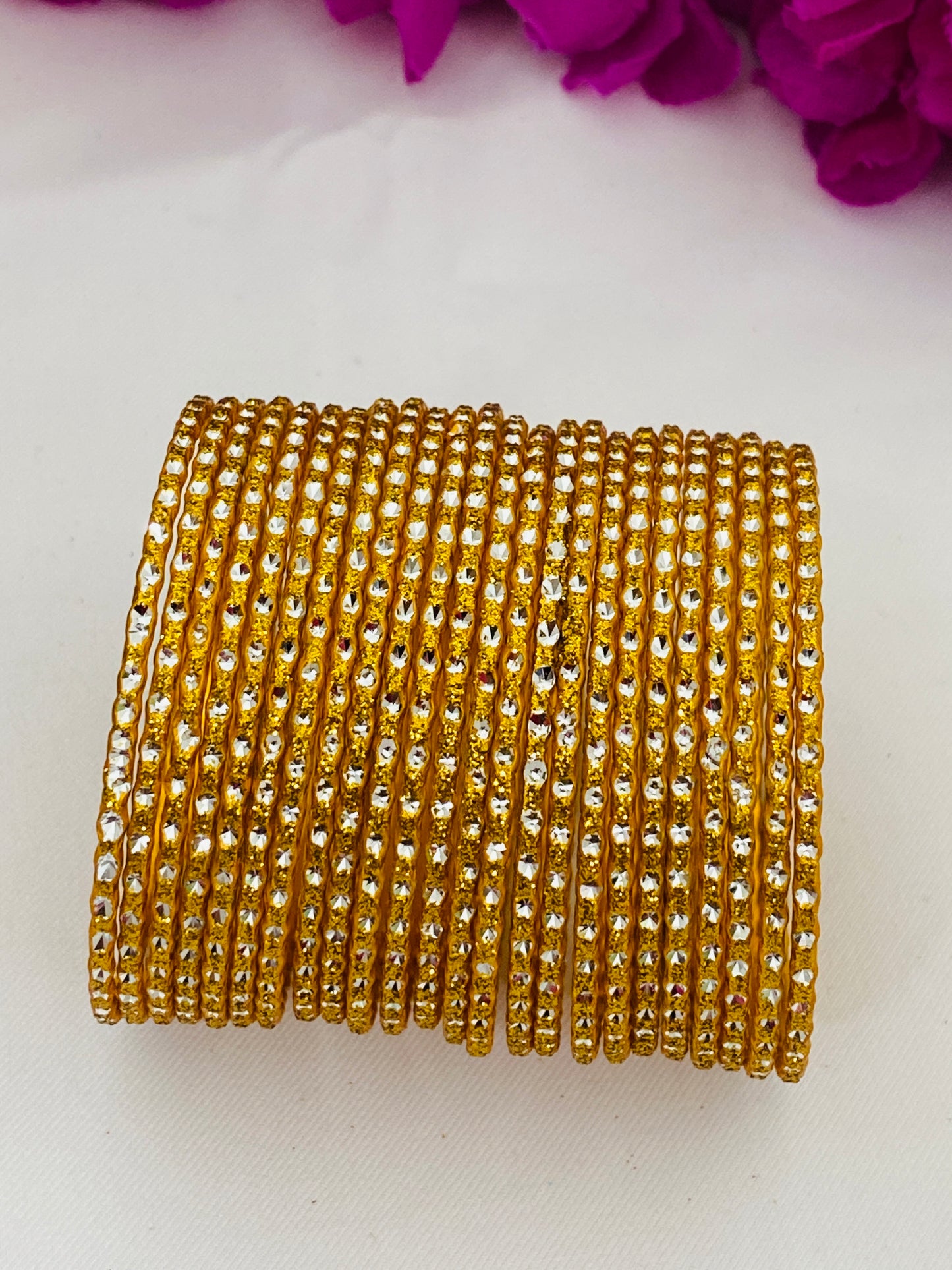 Bridal Bangle Set With Glitters In Temp