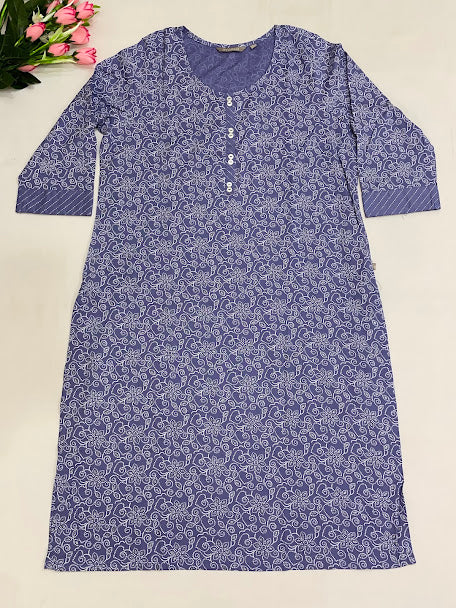 Light Purple Color Cotton With Printed Work Kurti Suits In Mesa
