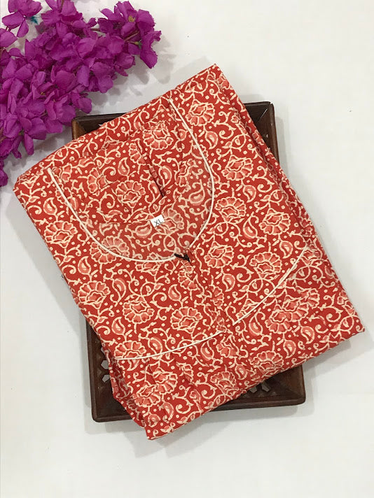 Flower Designed Cotton Nighty In Happy Jack