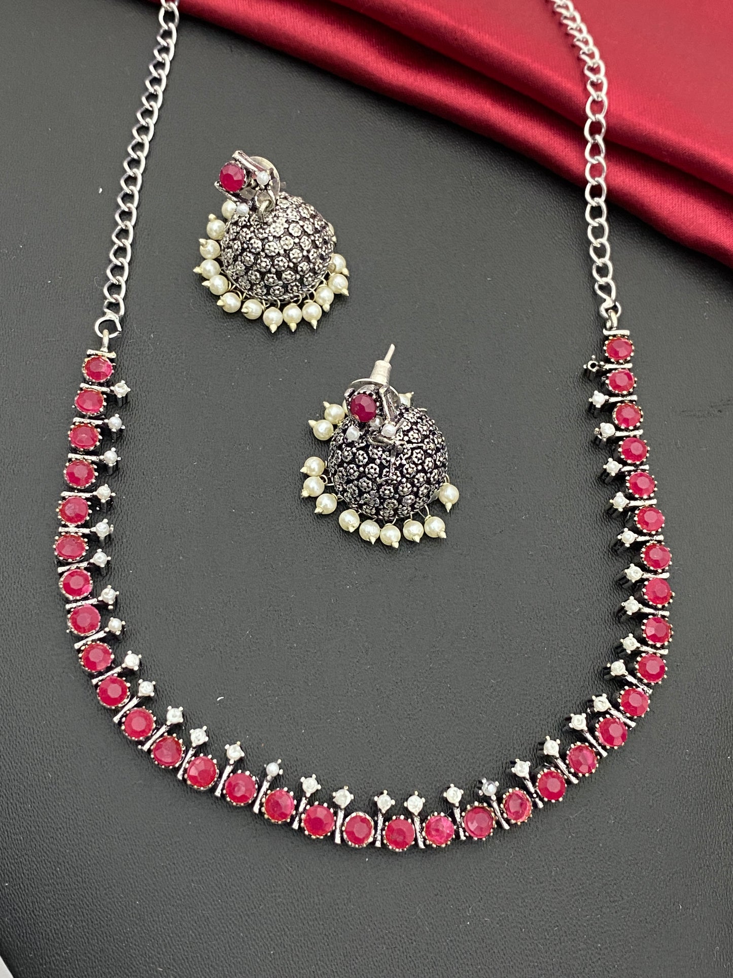 Appealing Oxidized German Silver Choker Necklace Near Me