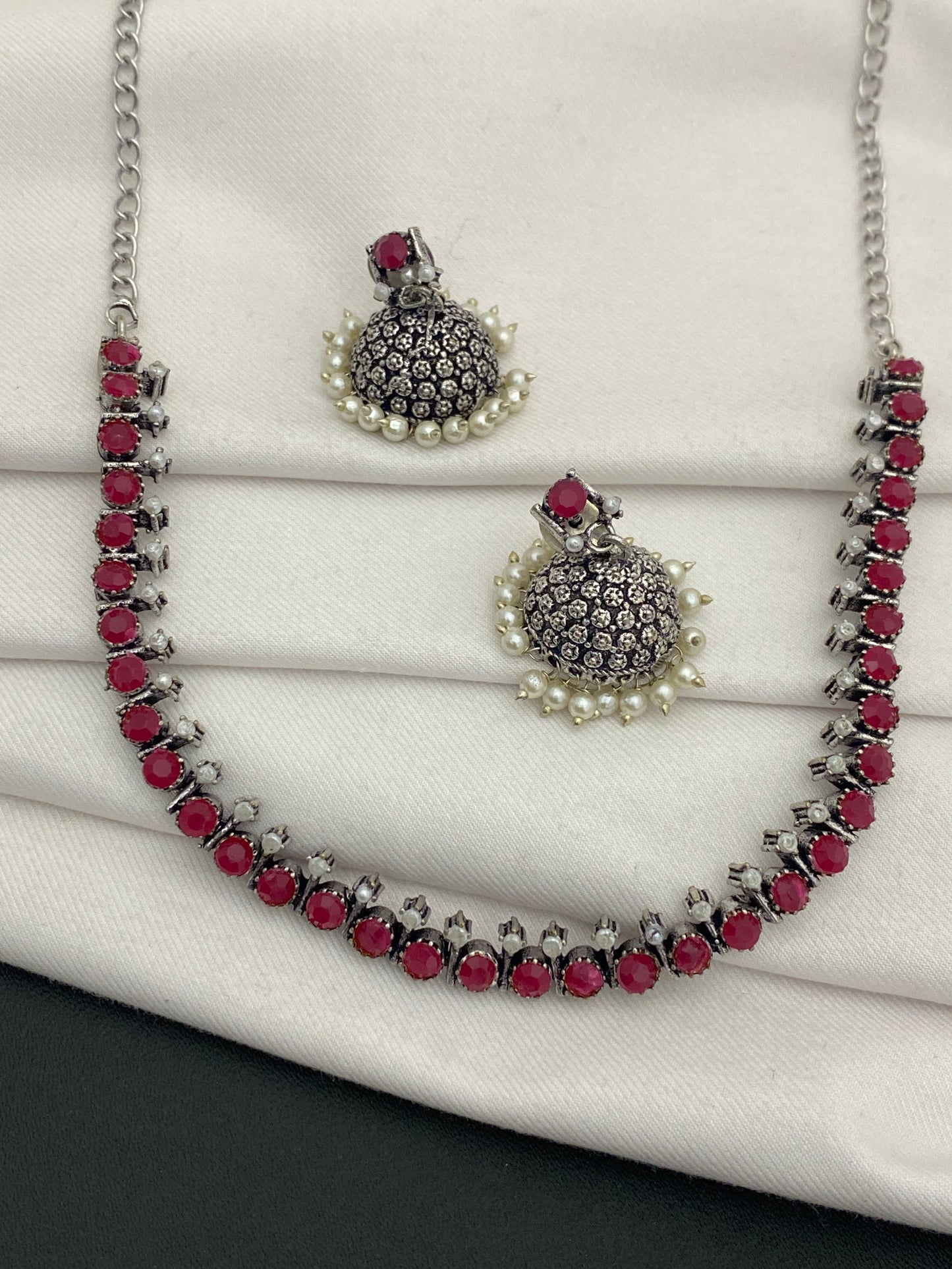 German Silver Choker Necklace With Earrings In USA