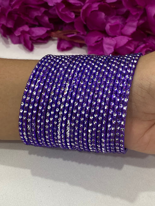Alluring Glittery Purple Color Designer Metal Bangle Set