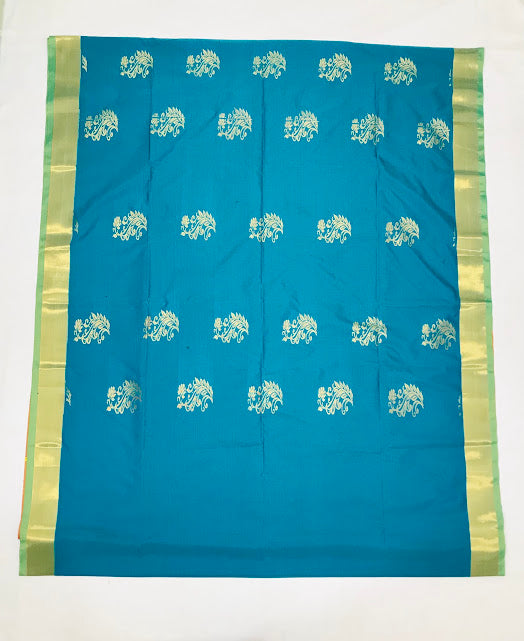 Elegant Peacock Green Colored Art Silk With Royal Look Saree In Tucson