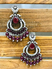 Oxidized Beads Worked Earrings in Mesa