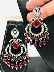 Maroon Color Beads Worked Earrings In Chandler