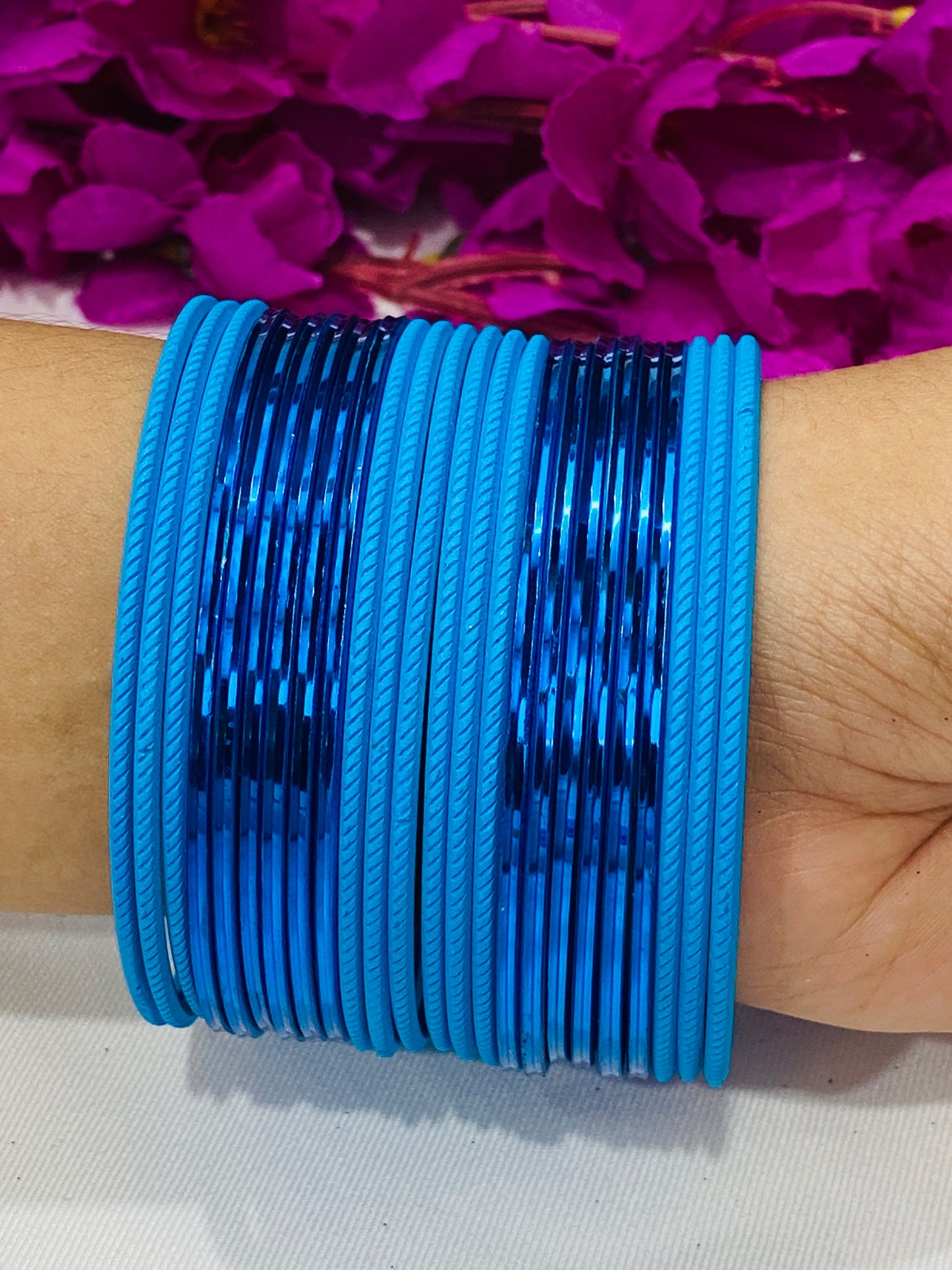 Sky Blue Color Metal Bangle Set For Wedding Near Me