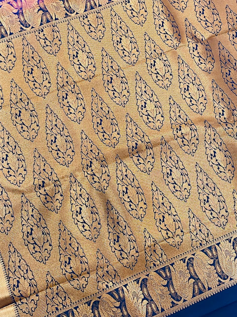 Floral Motifs Art Silk Saree With Blue Blouse For Women In Peoria