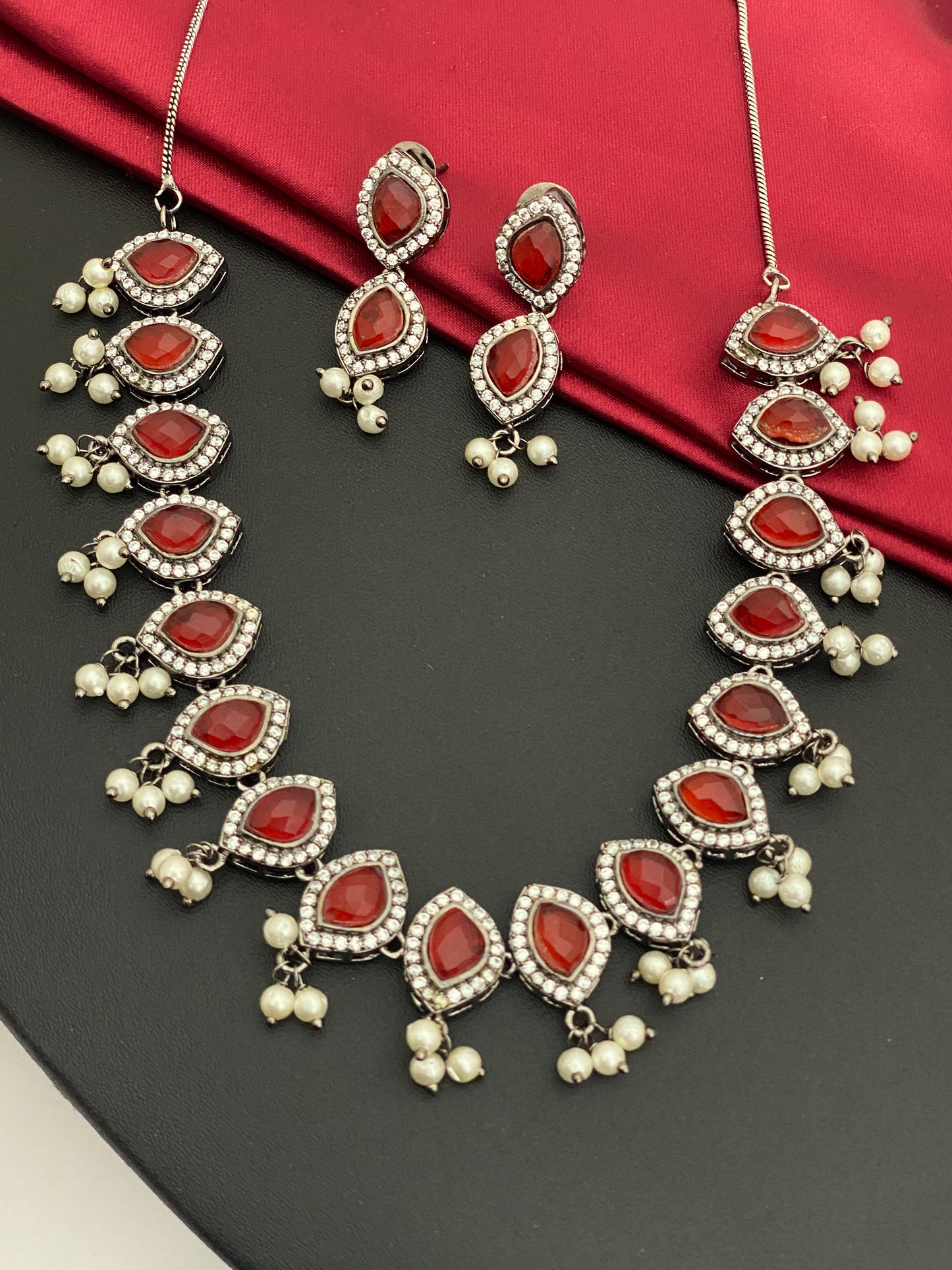 Trendy Party Wear Oxidized Necklace Set In USA