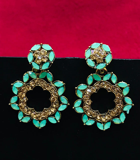 Teal Green Color Anti Gold Earrings For Women Near Me