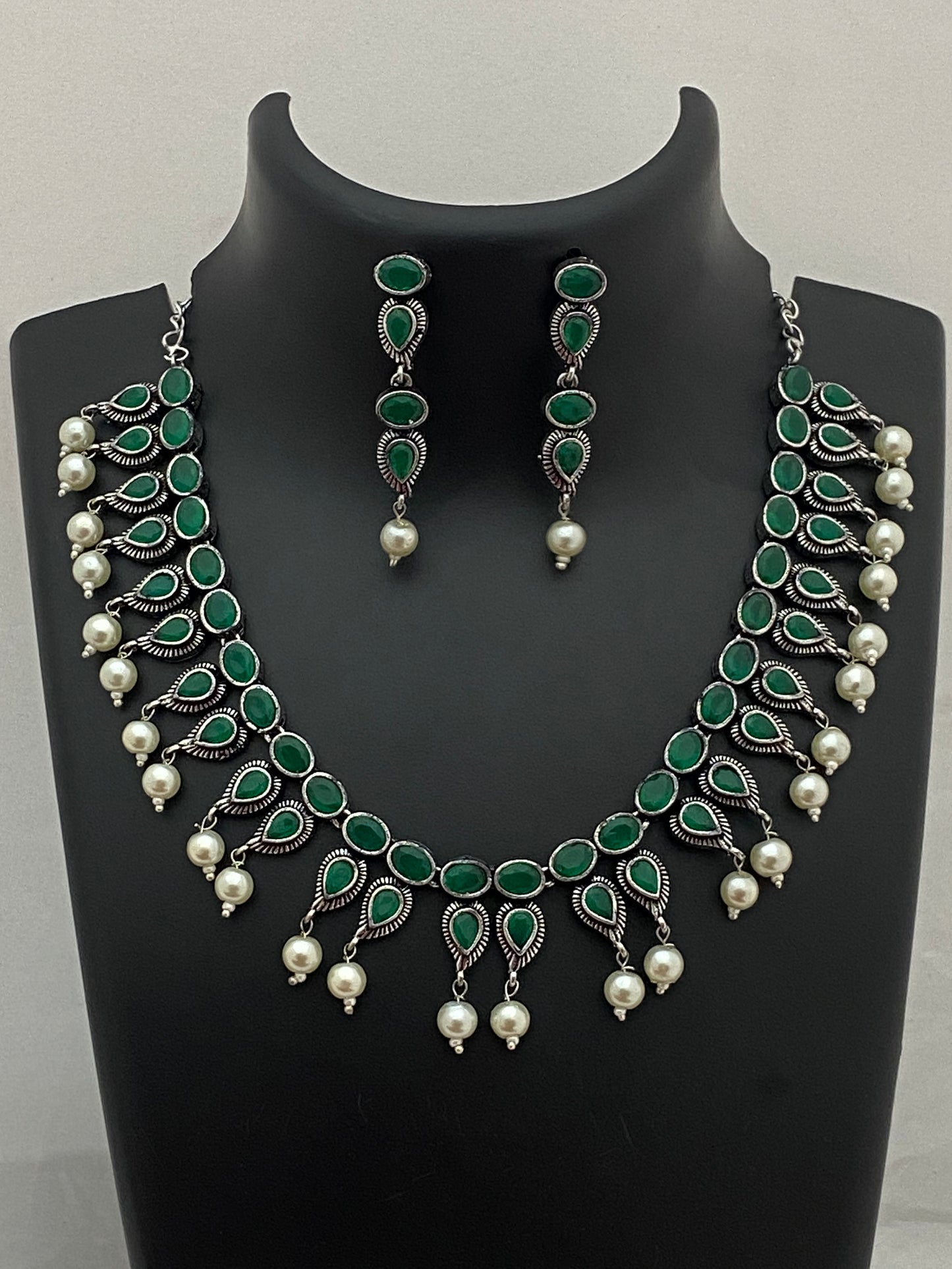 German Silver Necklace With Emerald Stone in USA