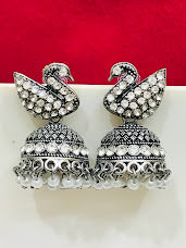 White Colored  Stone With Silver Earrings For Women Near Me