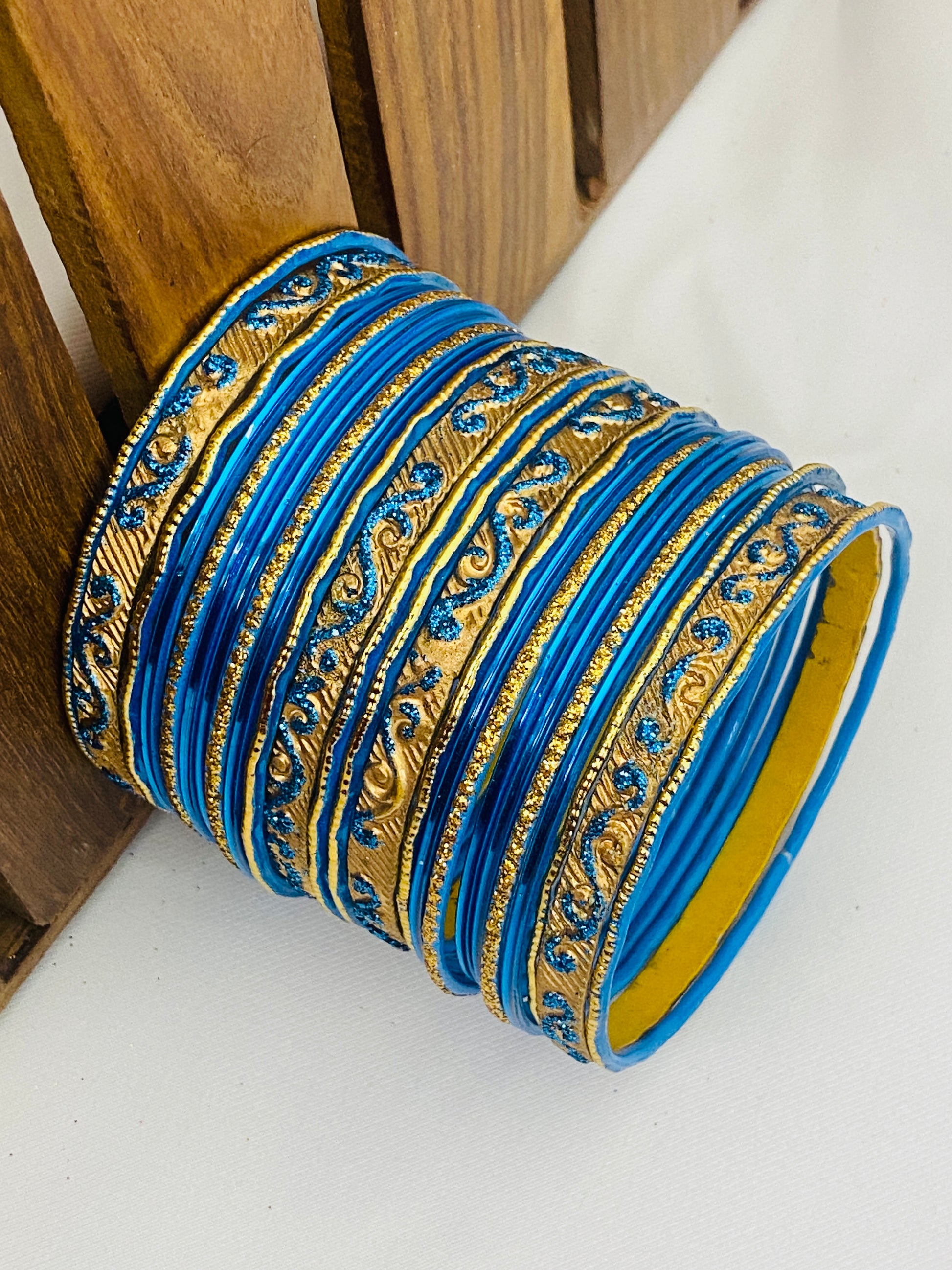 Indian Wedding Blue Color Designer Metal Bangles In Phoenix