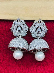 White Color American Diamond Pearl Designed Earrings In USA