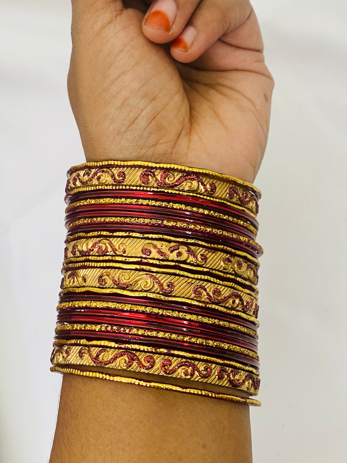 Maroon Color Traditional Festive Wear Metal Bangles For Women Near Ne