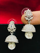 White Color American Diamond Pearl Unique Designed Earrings Near Me