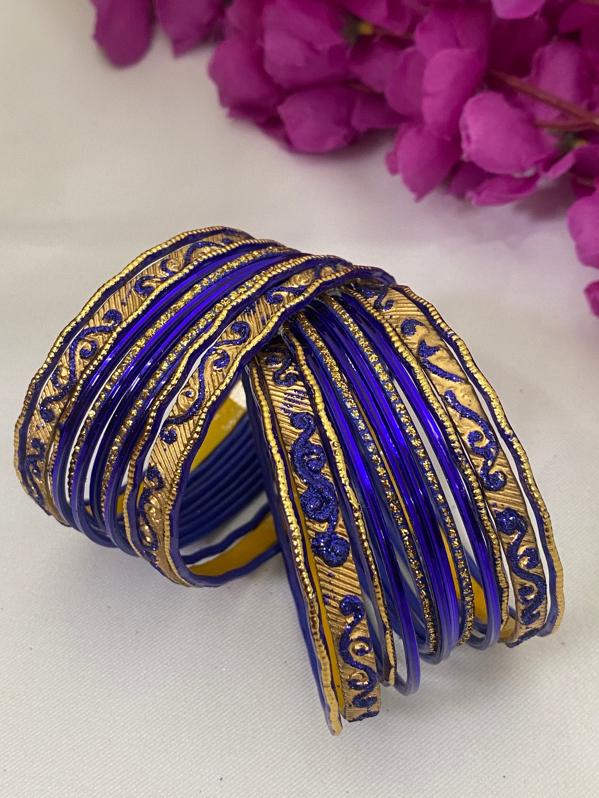 Dark Blue Color Shining Two Side Border Designer Bangles In Casa Grande