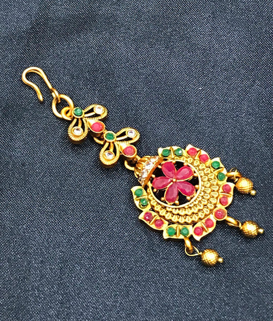 Beautiful antique gold tikka with Multicolor