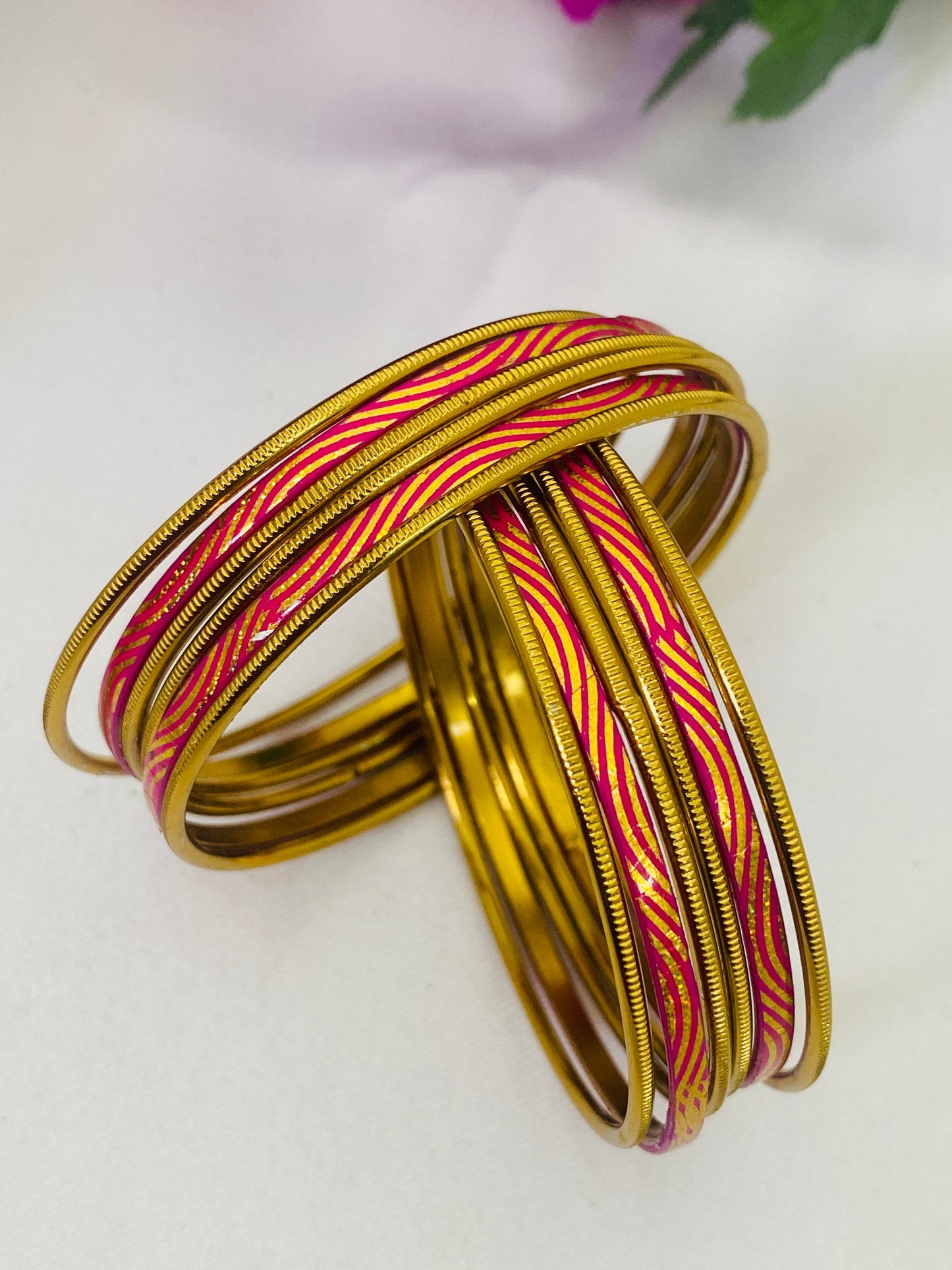 Traditional Pink Color Bangle Set In USA