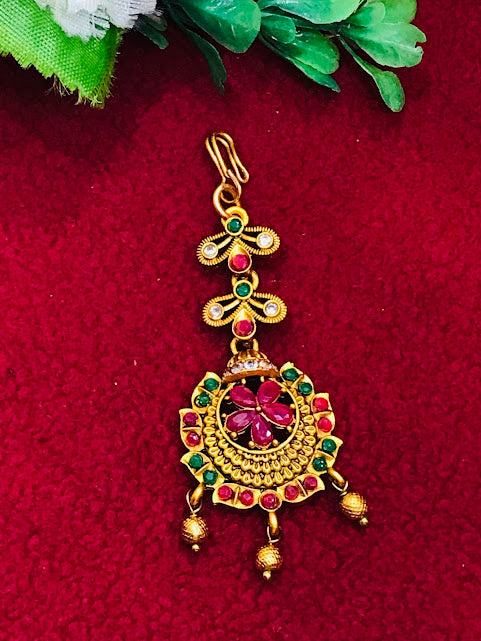 Beautiful antique gold tikka with Multicolor In Sedona