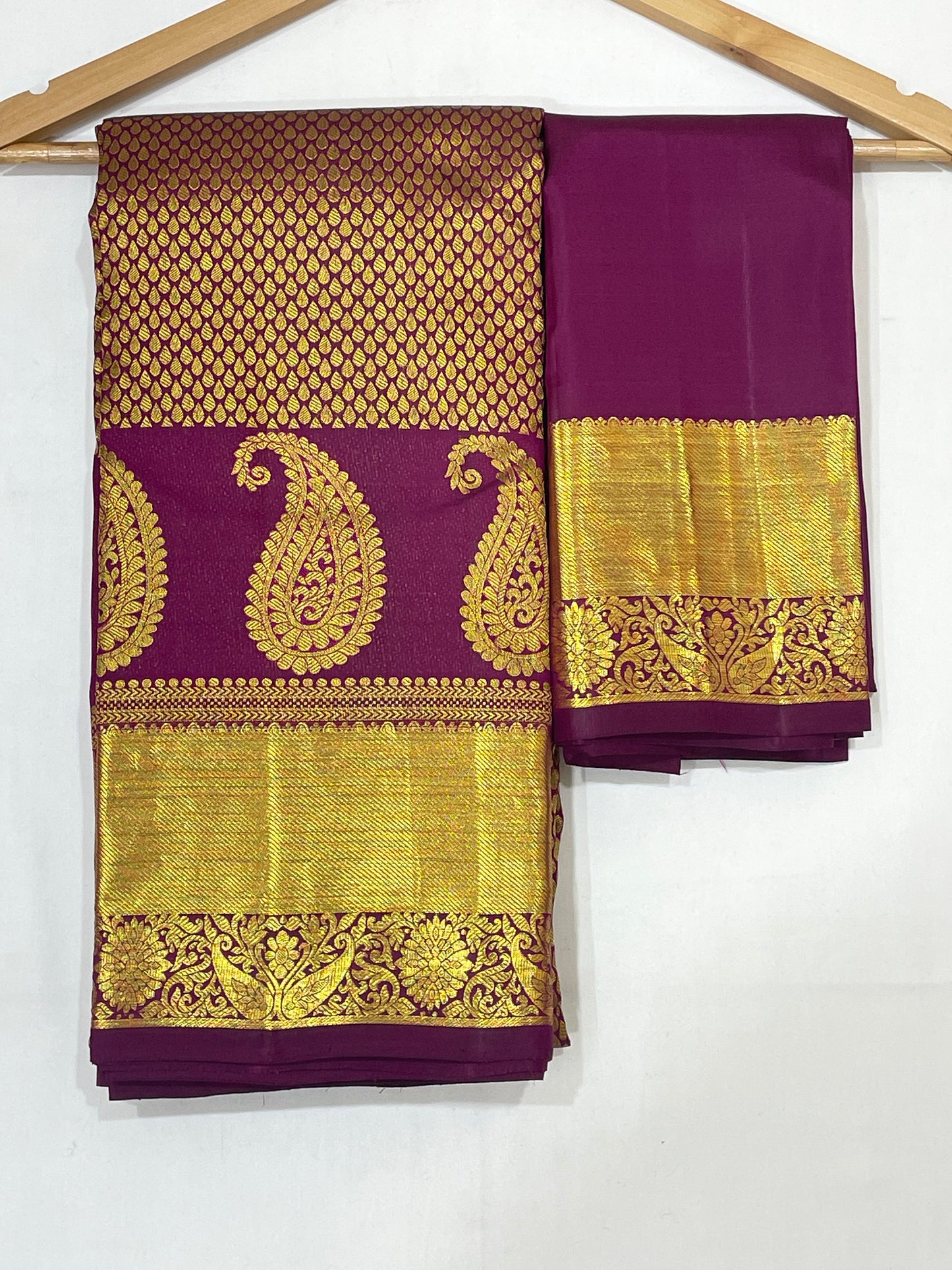 Fascinating Dark Purple Color Pure Kanchi Silk With Tassels Saree For Women In USA