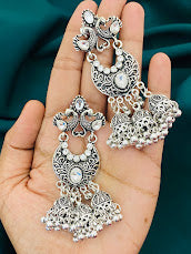 Oxidized Peacock Hanging Earrings