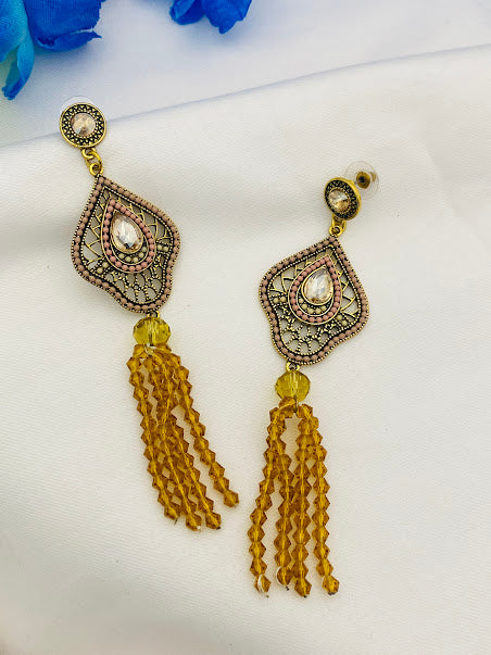 Yellow Color Gold Plated Earrings For Women Near Me