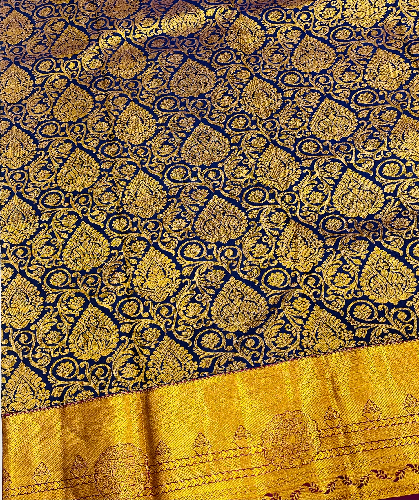Dark Blue Colored Pure Kanchi Silk Saree In Suncity
