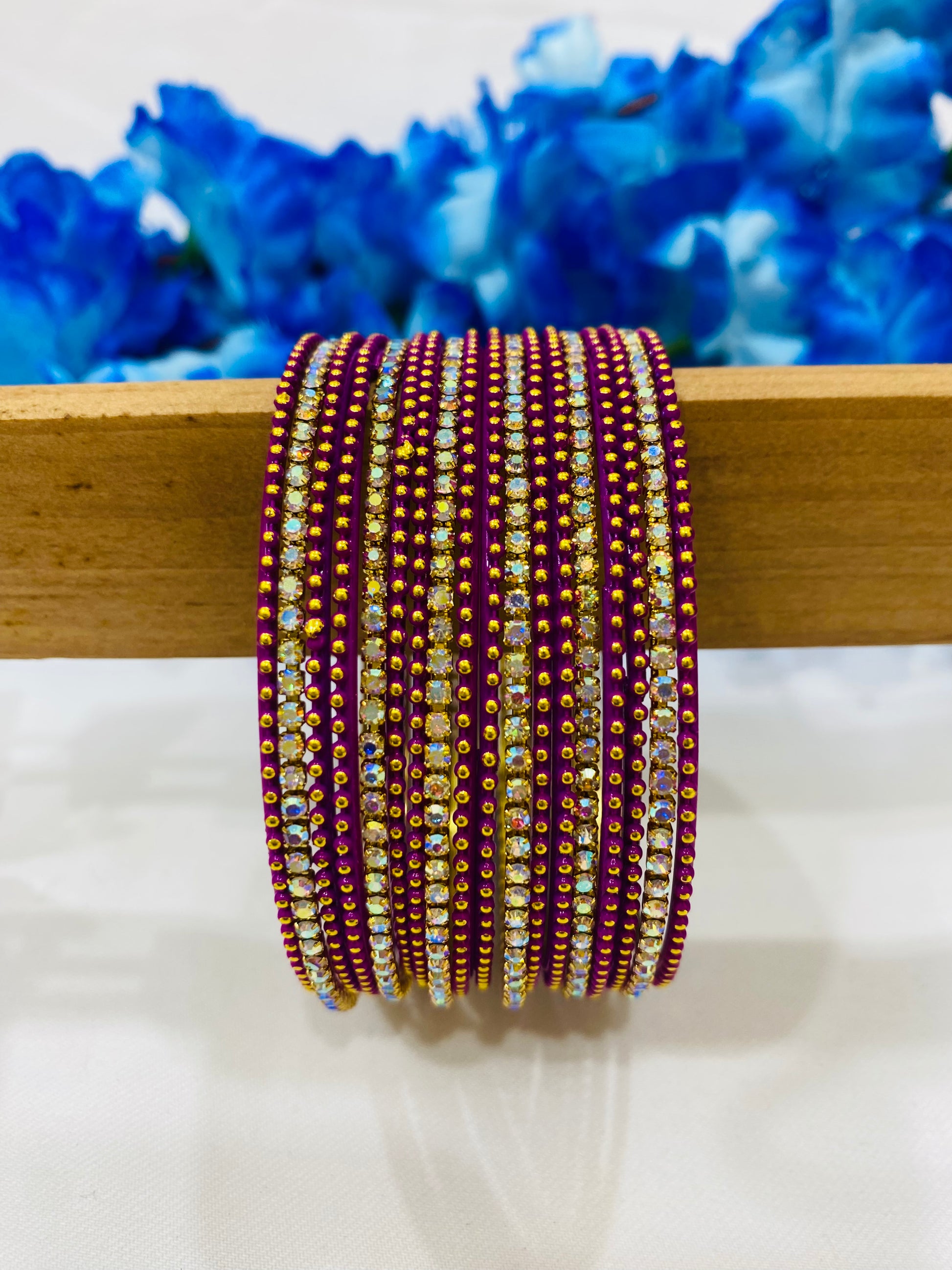 Purple Color Metal Bangles With Stones In Tucson
