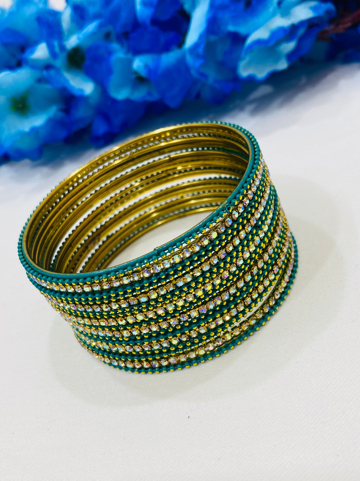 Lovely Green Color Metal Bangles With Stones  In Flagsaff