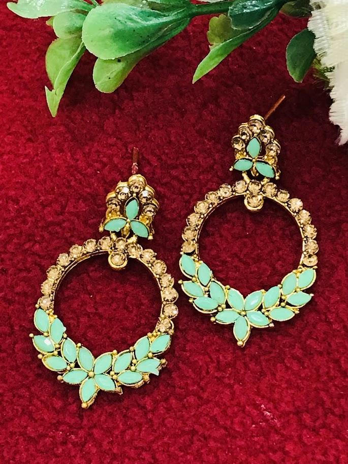 Light Green color Flower design Beautiful Earrings In Chandler