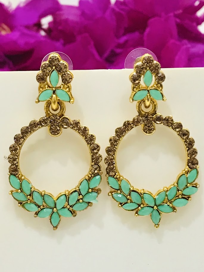 Attractive Light Green color Flower design Beautiful Earrings