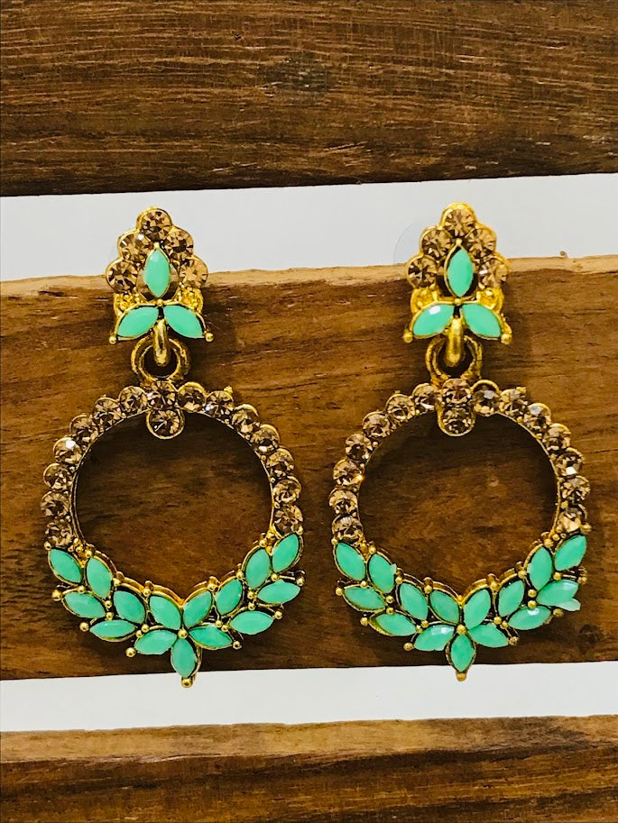 Attractive Light Green color Flower design Beautiful Earrings Near Me
