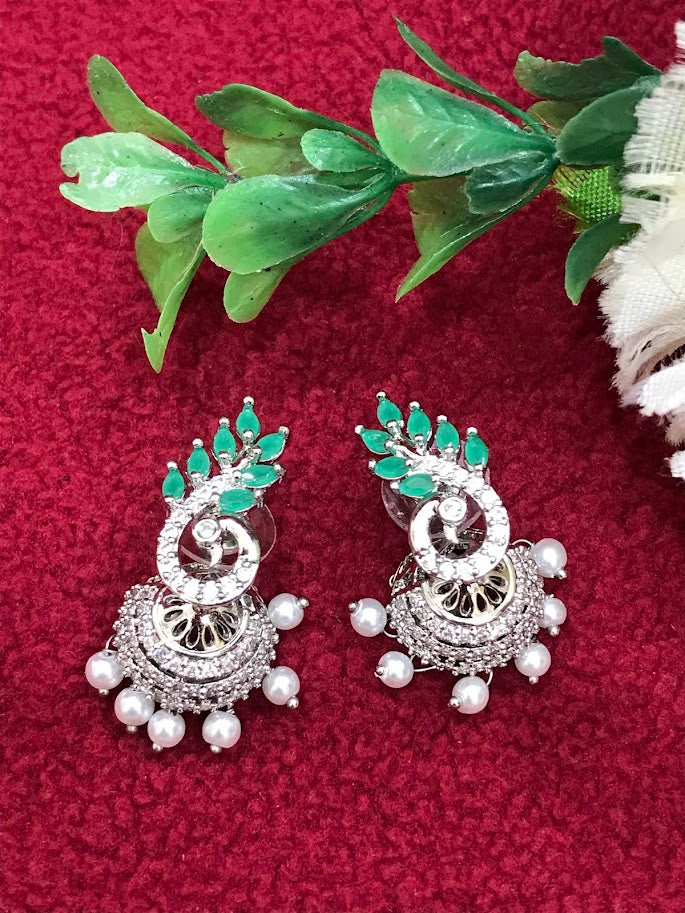 Light Green With White pearl Earrings Nar Me